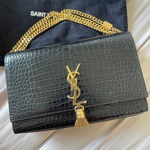 (SOLD) YSL Medium Kate with Tassels and Croc embossed - AUTHENTIC!!